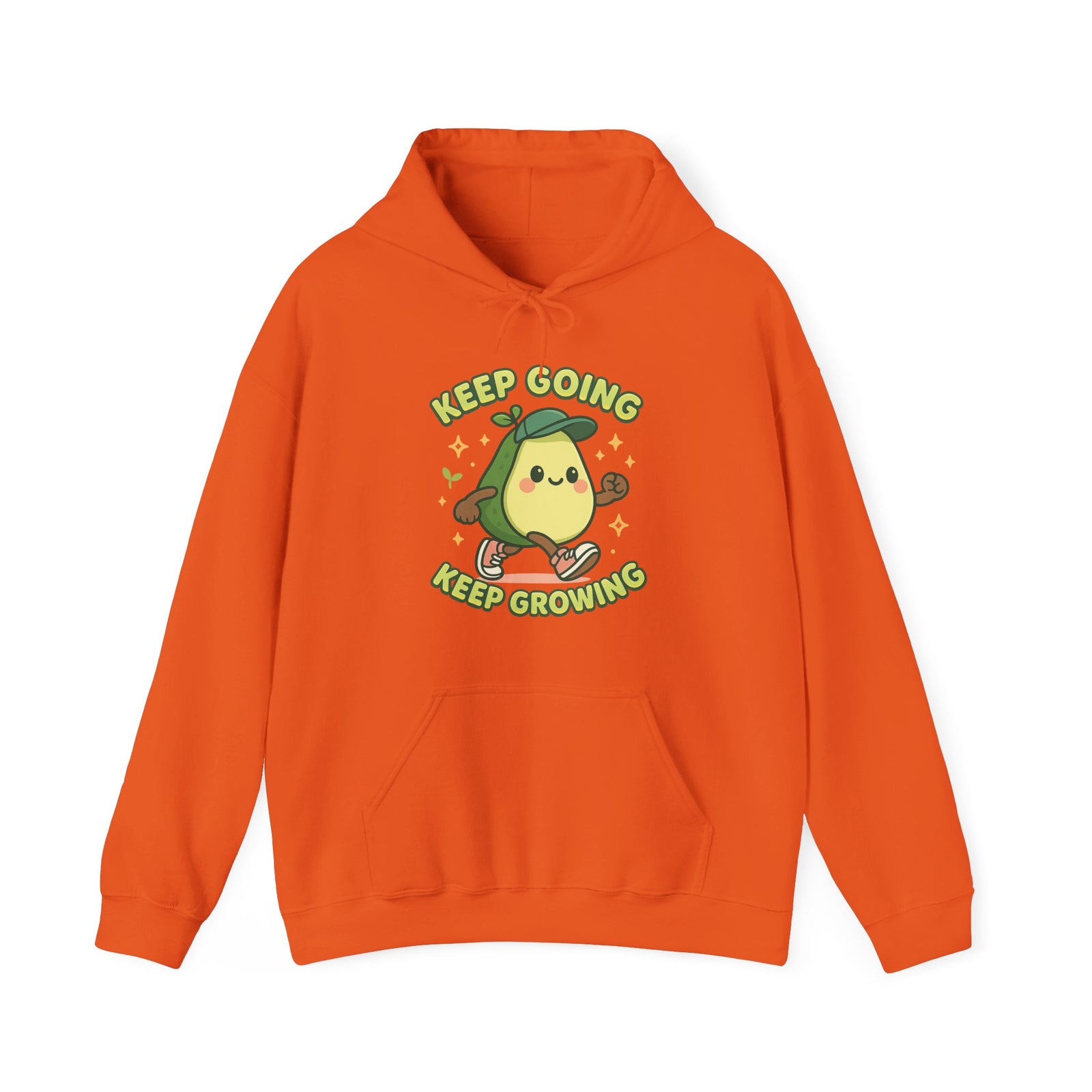 Cute Avocado Inspirational Hoodie - Keep Going, Keep Growing, Fall Fashion, Unique Gift, Comfy Sweatshirt, Cozy Apparel