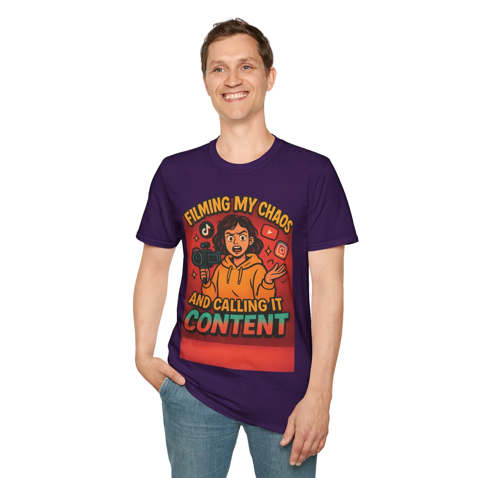 Filming My Chaos T-Shirt, Funny Graphic Tee, Unisex Softstyle Shirt, Content Creator Apparel, Gift for YouTuber, TikTok Lover