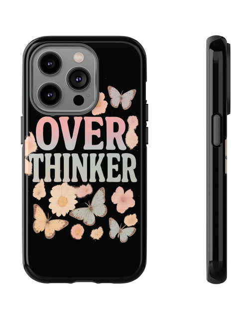 Load image into Gallery viewer, Butterfly Overthinker Phone Case, Floral iPhone Cover, Thoughtful Gift for Her, Cute Tech Accessory, Aesthetic Case for Anxiety Relief
