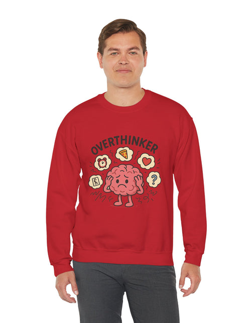 Load image into Gallery viewer, Funny Overthinker Crewneck Sweatshirt for Comfort and Humor, Perfect for Gift Giving, Casual Wear, Cozy Nights, and Brainy Friends
