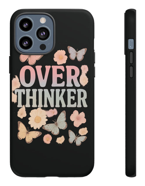 Load image into Gallery viewer, Butterfly Overthinker Phone Case, Floral iPhone Cover, Thoughtful Gift for Her, Cute Tech Accessory, Aesthetic Case for Anxiety Relief
