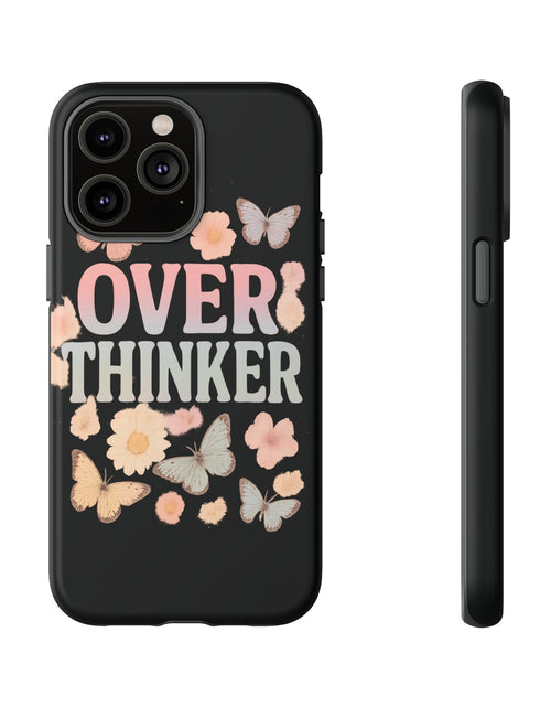 Load image into Gallery viewer, Butterfly Overthinker Phone Case, Floral iPhone Cover, Thoughtful Gift for Her, Cute Tech Accessory, Aesthetic Case for Anxiety Relief
