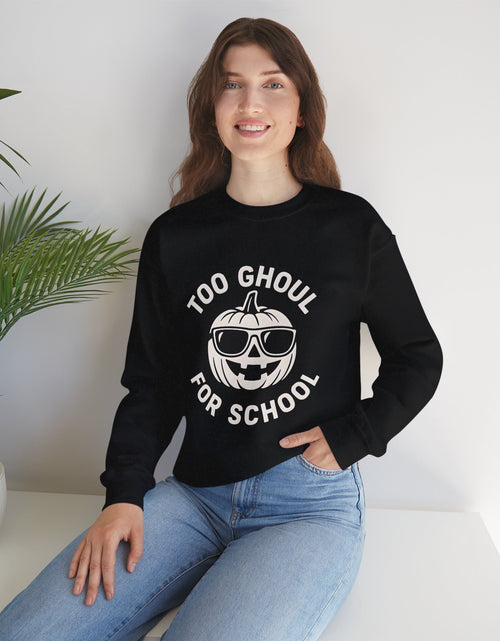 Load image into Gallery viewer, Halloween-Themed Crewneck Sweatshirt, Spooky Sweatshirt, Comfortable Fall Apparel, Gifts for Students, Unisex Halloween Clothing
