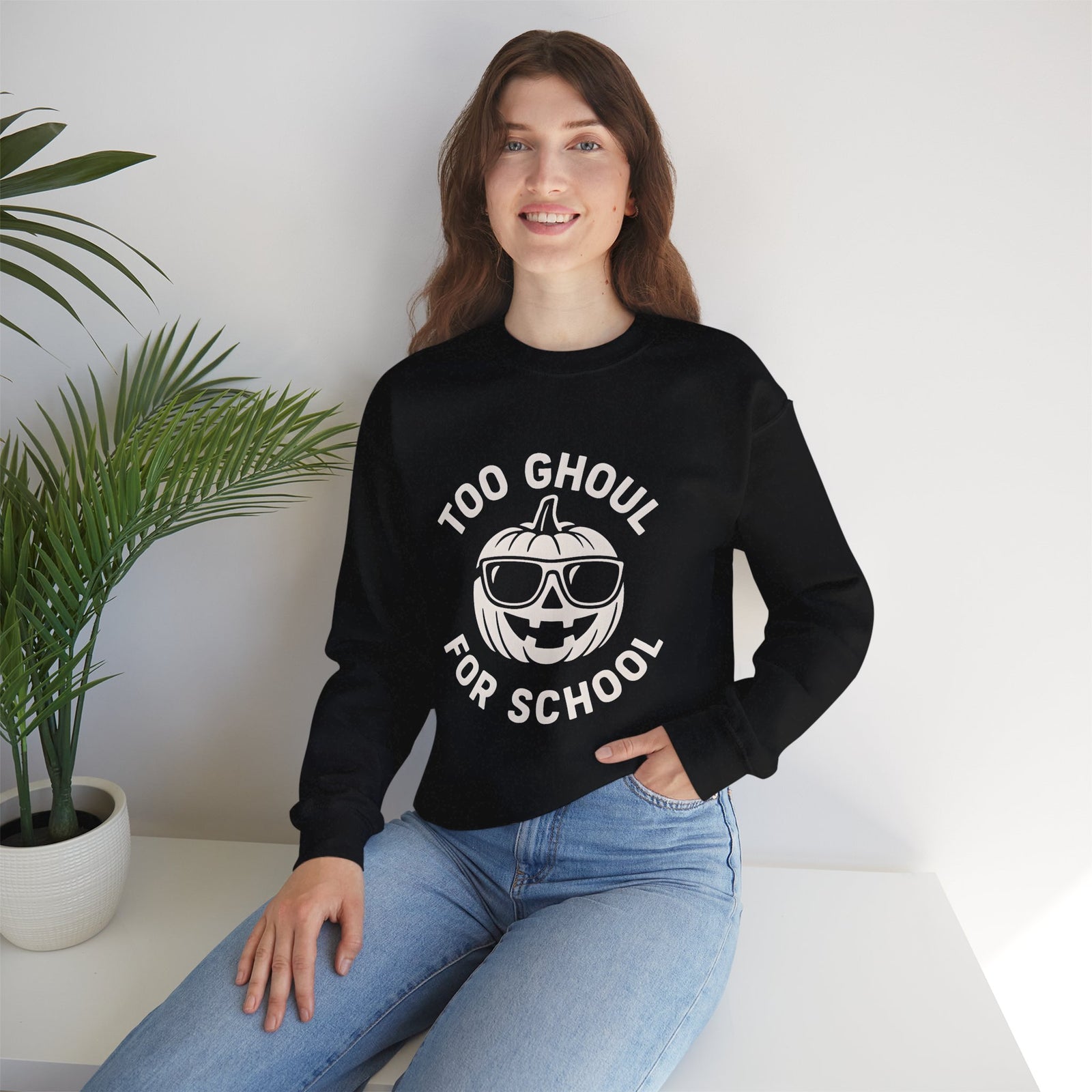 Halloween-Themed Crewneck Sweatshirt, Spooky Sweatshirt, Comfortable Fall Apparel, Gifts for Students, Unisex Halloween Clothing