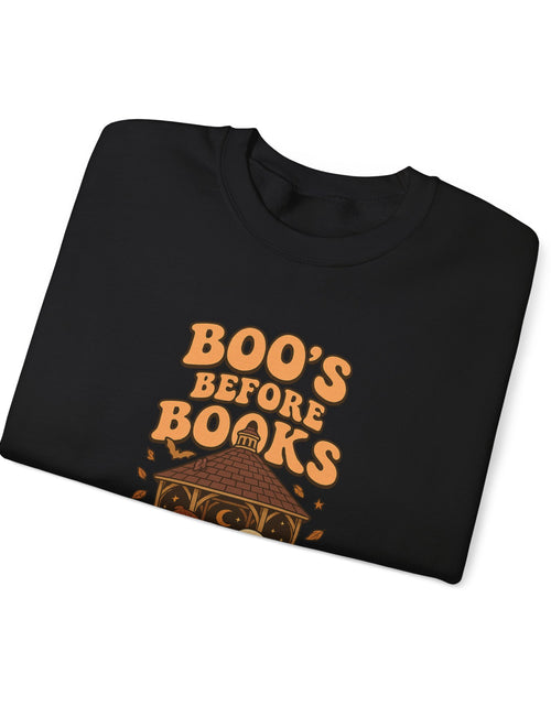 Load image into Gallery viewer, Boo&#39;s Before Books Sweatshirt | Cozy Fall Crewneck for Book Lovers, Halloween Gift, Unisex Sweatshirt, Casual Fall Style, Reading [...]
