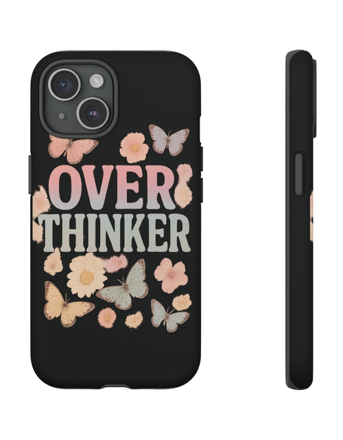Load image into Gallery viewer, Butterfly Overthinker Phone Case, Floral iPhone Cover, Thoughtful Gift for Her, Cute Tech Accessory, Aesthetic Case for Anxiety Relief
