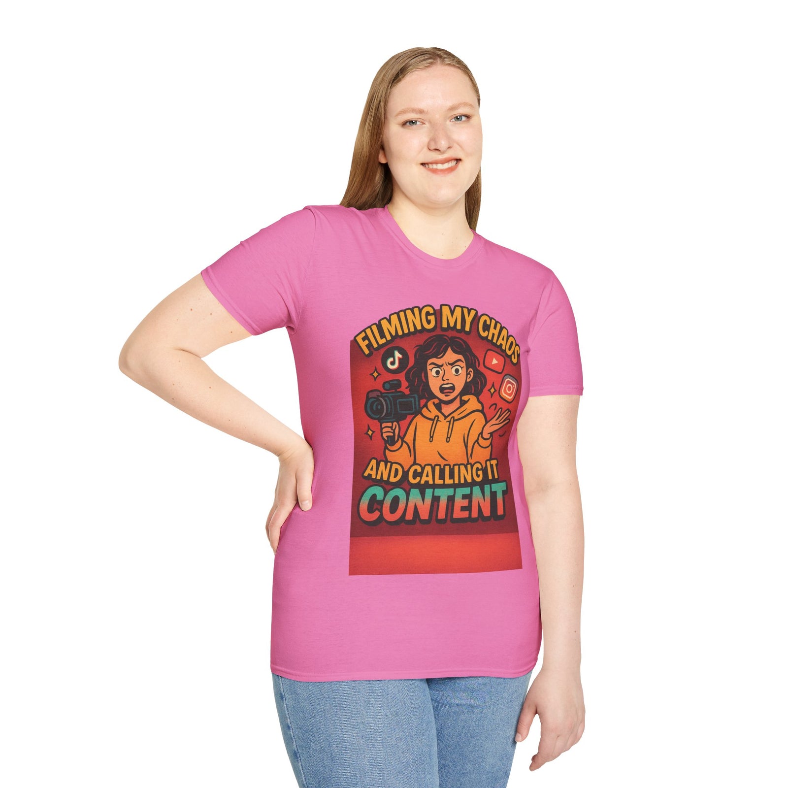 Filming My Chaos T-Shirt, Funny Graphic Tee, Unisex Softstyle Shirt, Content Creator Apparel, Gift for YouTuber, TikTok Lover