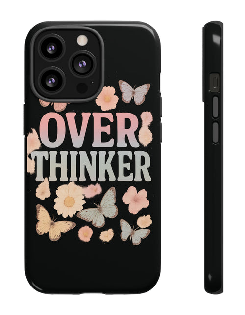 Load image into Gallery viewer, Butterfly Overthinker Phone Case, Floral iPhone Cover, Thoughtful Gift for Her, Cute Tech Accessory, Aesthetic Case for Anxiety Relief
