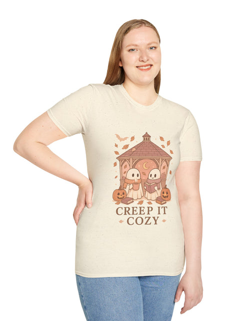 Load image into Gallery viewer, Cozy Creep It Unisex T-Shirt, Perfect for Halloween, Casual Fall Fashion, Gift for Friends, Pumpkin Lovers, Autumn Vibes
