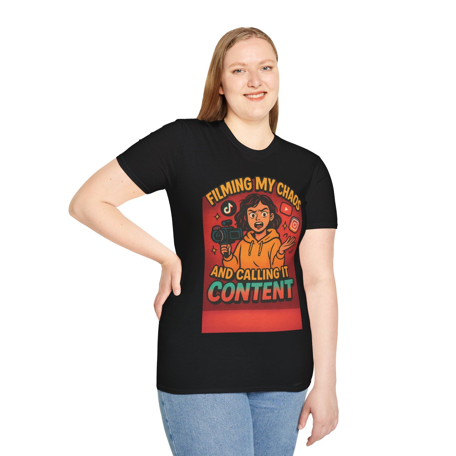 Filming My Chaos T-Shirt, Funny Graphic Tee, Unisex Softstyle Shirt, Content Creator Apparel, Gift for YouTuber, TikTok Lover