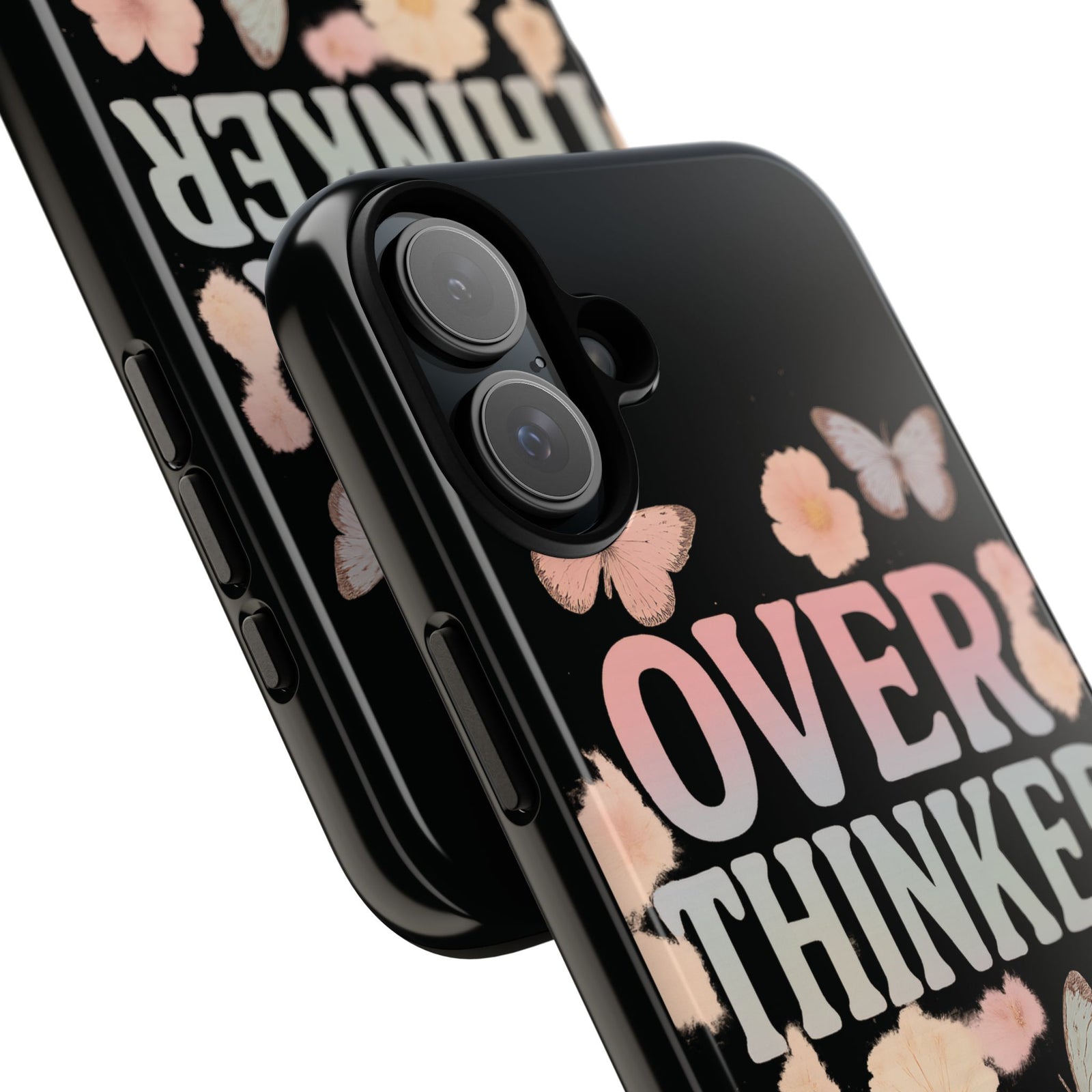Butterfly Overthinker Phone Case, Floral iPhone Cover, Thoughtful Gift for Her, Cute Tech Accessory, Aesthetic Case for Anxiety Relief
