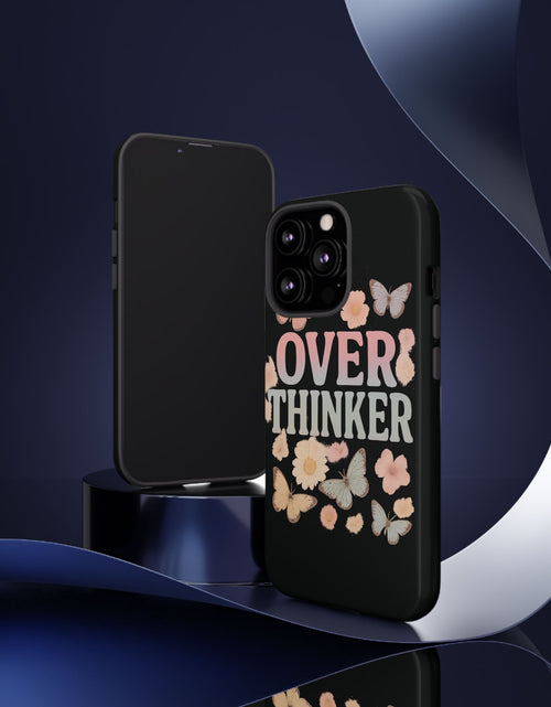 Load image into Gallery viewer, Butterfly Overthinker Phone Case, Floral iPhone Cover, Thoughtful Gift for Her, Cute Tech Accessory, Aesthetic Case for Anxiety Relief
