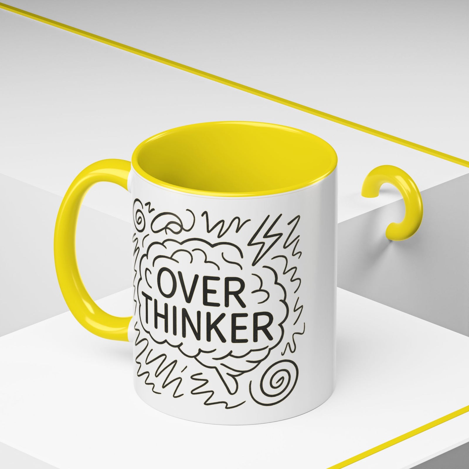 Overthinker Accent Coffee Mug | Funny Gift for Coffee Lovers, Stress Relief Mug, Office Humor, Unique Birthday Present, Mindfulness Decor