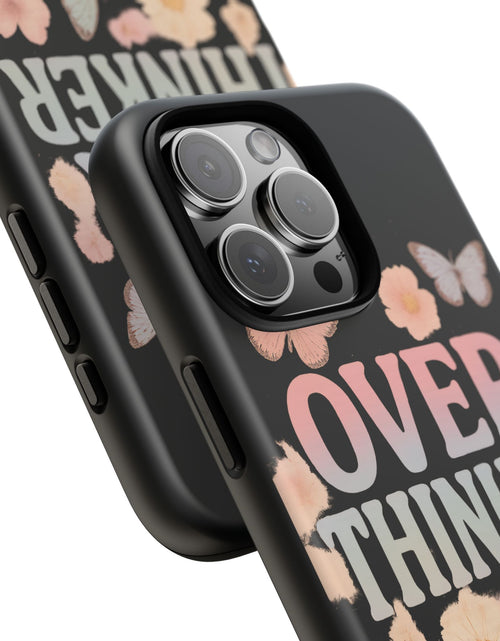 Load image into Gallery viewer, Butterfly Overthinker Phone Case, Floral iPhone Cover, Thoughtful Gift for Her, Cute Tech Accessory, Aesthetic Case for Anxiety Relief
