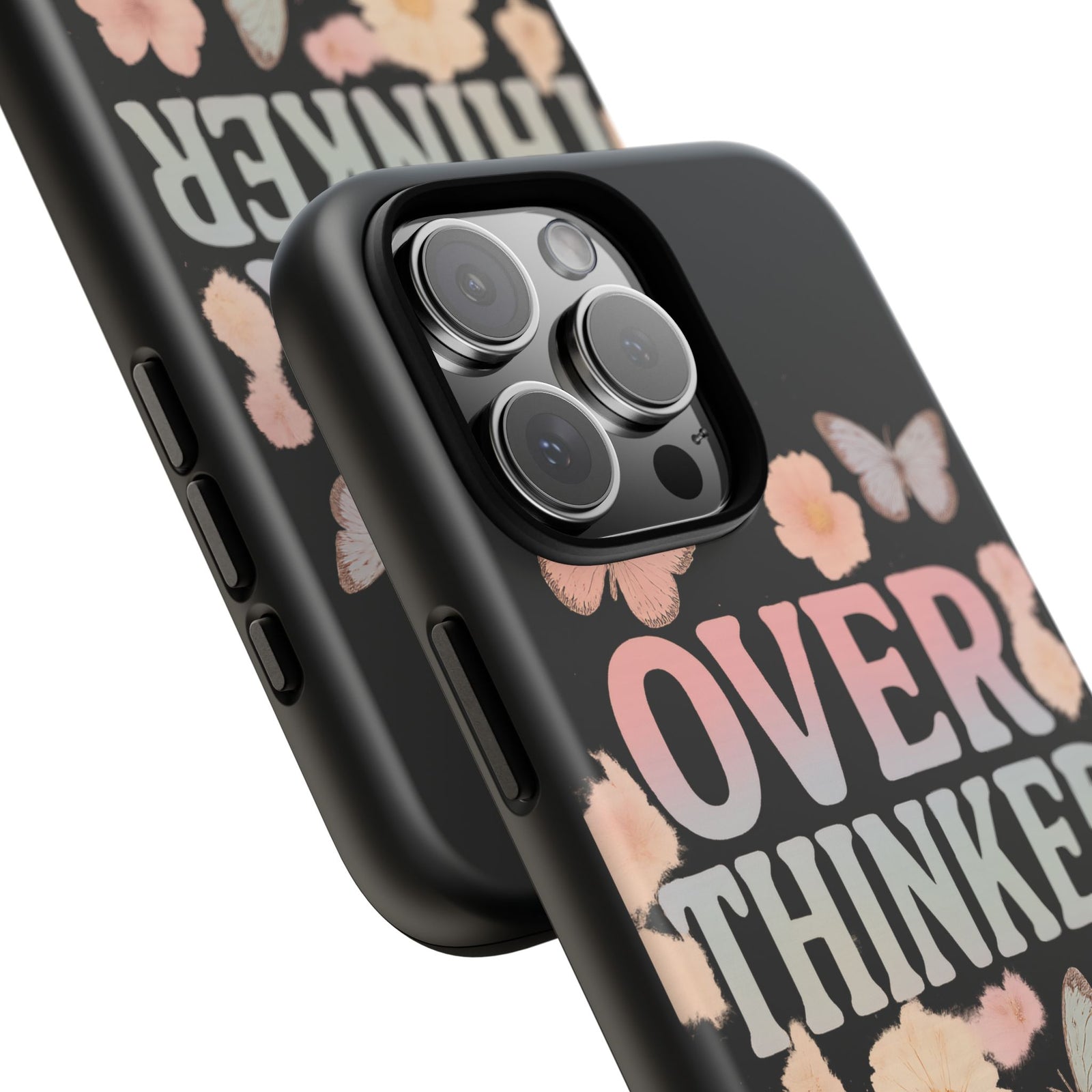 Butterfly Overthinker Phone Case, Floral iPhone Cover, Thoughtful Gift for Her, Cute Tech Accessory, Aesthetic Case for Anxiety Relief