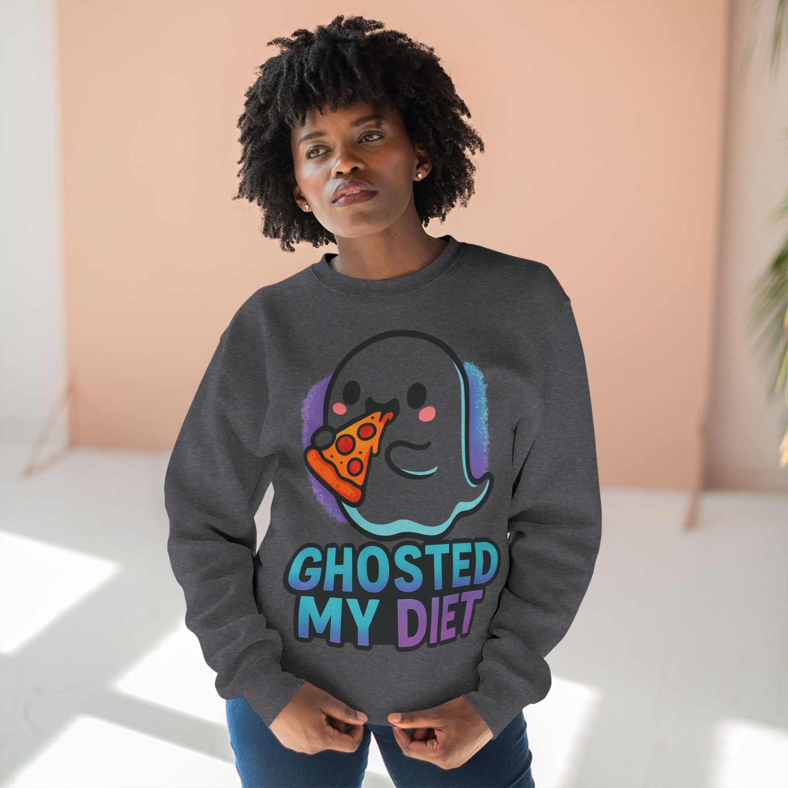 Ghosted My Diet Sweatshirt, Fun Unisex Crewneck, Quirky Gift for Food Lovers, Casual Wear for Everyday, Perfect for Halloween, Cozy Lounge