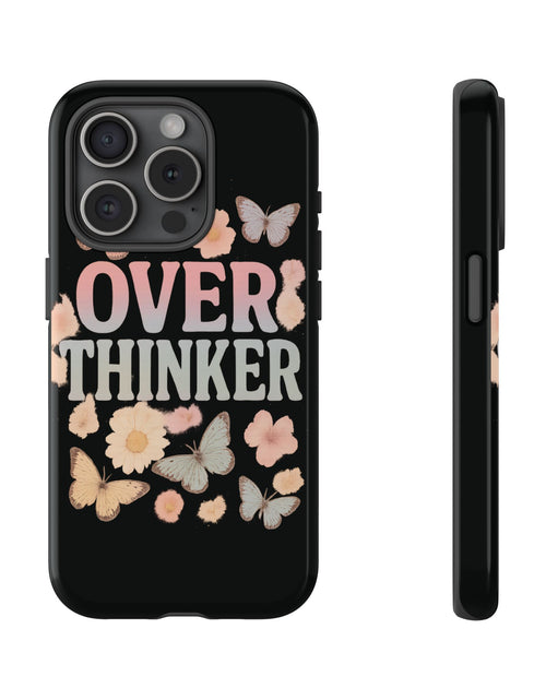 Load image into Gallery viewer, Butterfly Overthinker Phone Case, Floral iPhone Cover, Thoughtful Gift for Her, Cute Tech Accessory, Aesthetic Case for Anxiety Relief
