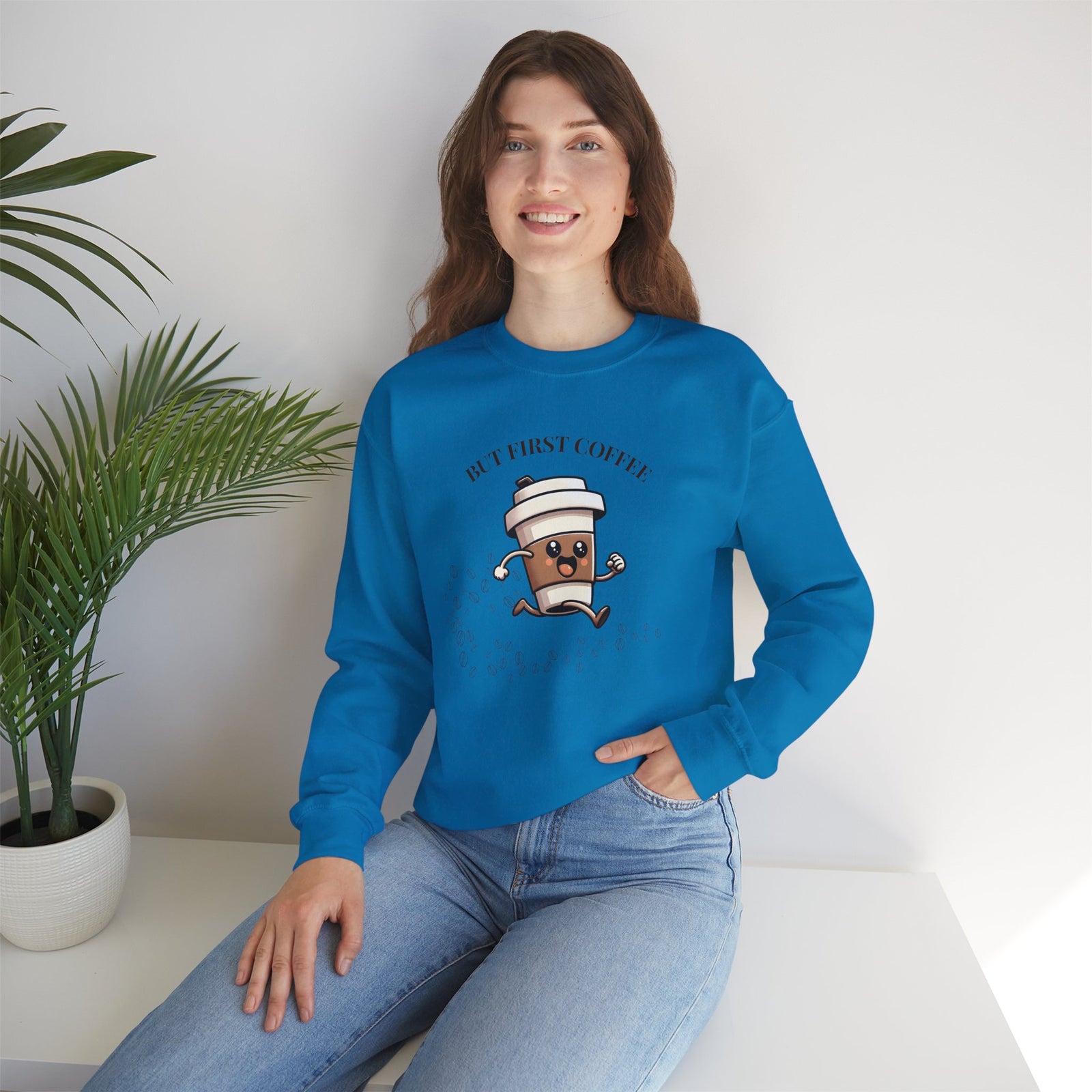 Cute Coffee Lover Sweatshirt, Unisex Crewneck, Gift for Coffee Lovers, Funny Coffee Apparel, Cozy Relaxed Fit, Casual Everyday Wear