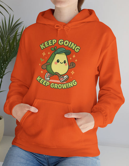 Load image into Gallery viewer, Cute Avocado Inspirational Hoodie - Keep Going, Keep Growing, Fall Fashion, Unique Gift, Comfy Sweatshirt, Cozy Apparel
