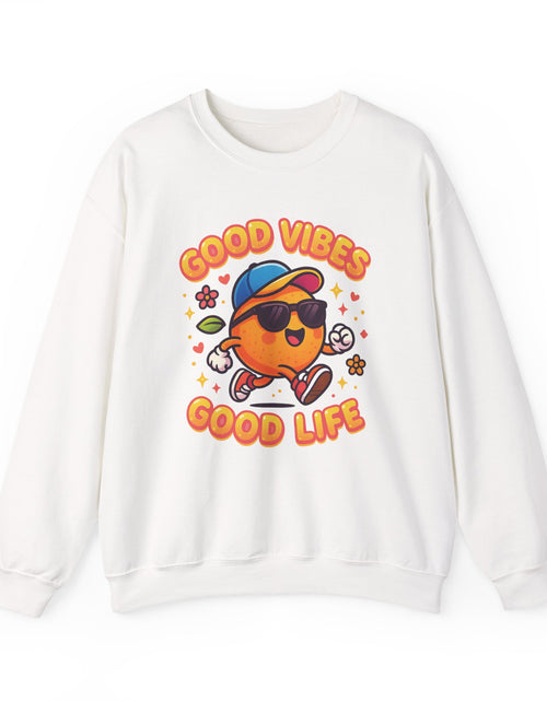 Load image into Gallery viewer, Good Vibes Unisex Sweatshirt | Happy Crewneck for Everyday Comfort, Ideal Gift for Friends, Casual Wear, Positive Vibes, Cozy Fashion

