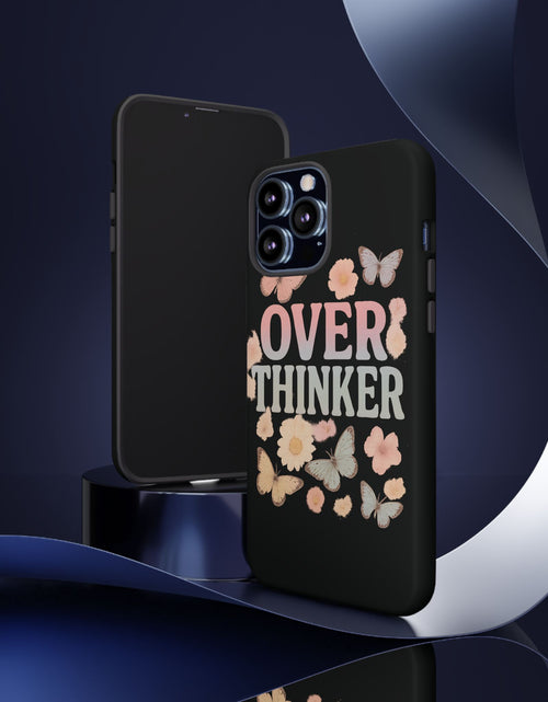 Load image into Gallery viewer, Butterfly Overthinker Phone Case, Floral iPhone Cover, Thoughtful Gift for Her, Cute Tech Accessory, Aesthetic Case for Anxiety Relief
