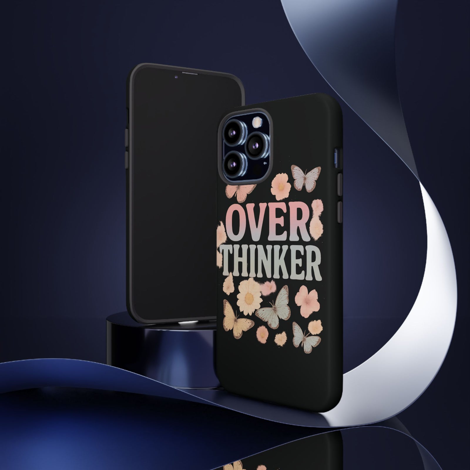 Butterfly Overthinker Phone Case, Floral iPhone Cover, Thoughtful Gift for Her, Cute Tech Accessory, Aesthetic Case for Anxiety Relief
