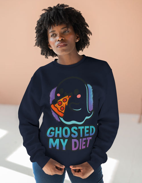Load image into Gallery viewer, Ghosted My Diet Sweatshirt, Fun Unisex Crewneck, Quirky Gift for Food Lovers, Casual Wear for Everyday, Perfect for Halloween, Cozy Lounge
