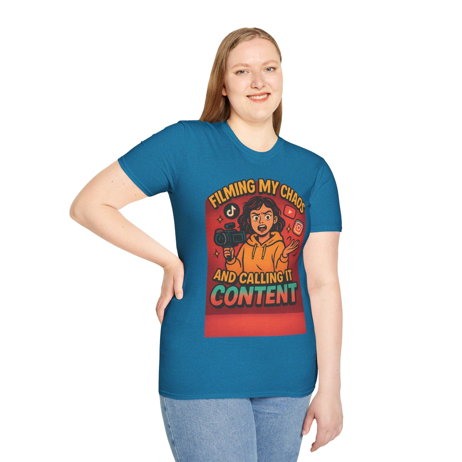 Filming My Chaos T-Shirt, Funny Graphic Tee, Unisex Softstyle Shirt, Content Creator Apparel, Gift for YouTuber, TikTok Lover