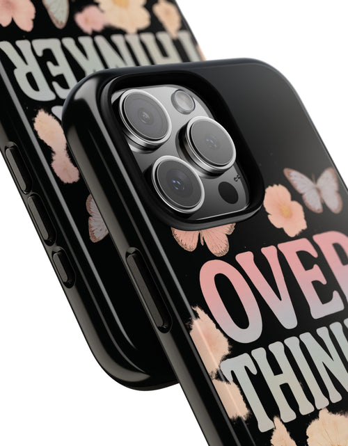 Load image into Gallery viewer, Butterfly Overthinker Phone Case, Floral iPhone Cover, Thoughtful Gift for Her, Cute Tech Accessory, Aesthetic Case for Anxiety Relief
