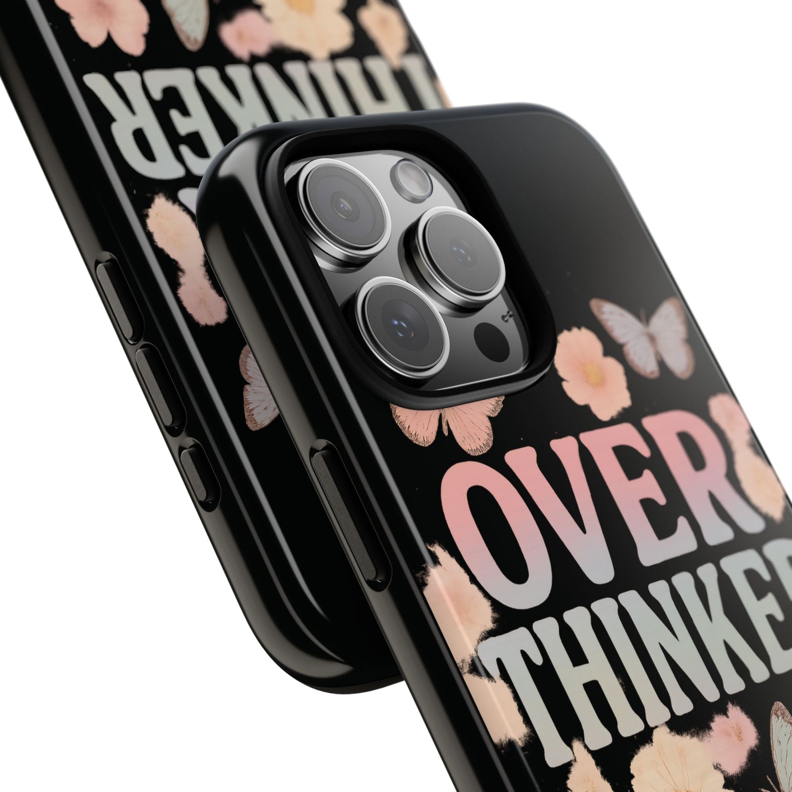 Butterfly Overthinker Phone Case, Floral iPhone Cover, Thoughtful Gift for Her, Cute Tech Accessory, Aesthetic Case for Anxiety Relief