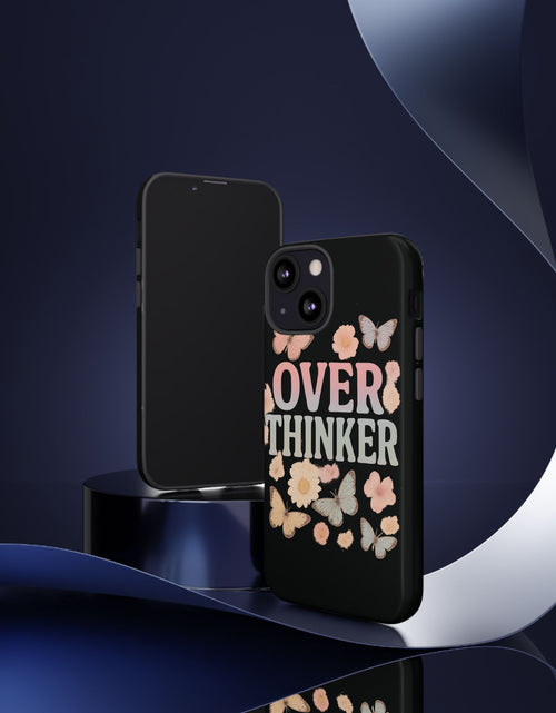 Load image into Gallery viewer, Butterfly Overthinker Phone Case, Floral iPhone Cover, Thoughtful Gift for Her, Cute Tech Accessory, Aesthetic Case for Anxiety Relief
