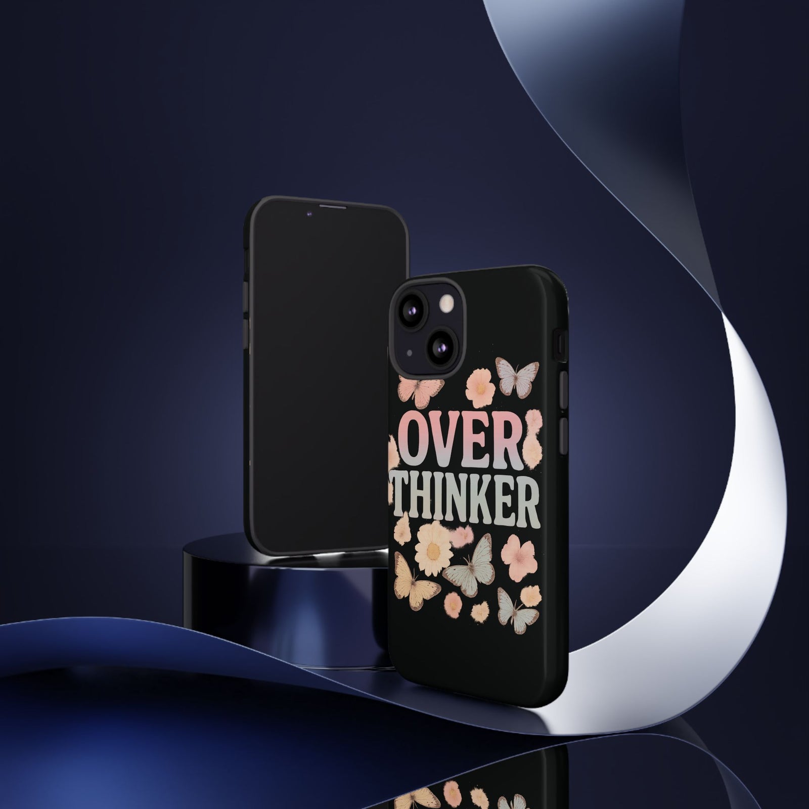 Butterfly Overthinker Phone Case, Floral iPhone Cover, Thoughtful Gift for Her, Cute Tech Accessory, Aesthetic Case for Anxiety Relief
