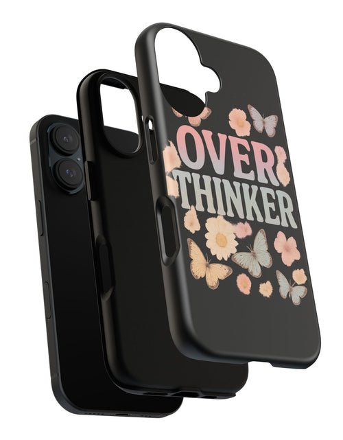 Load image into Gallery viewer, Butterfly Overthinker Phone Case, Floral iPhone Cover, Thoughtful Gift for Her, Cute Tech Accessory, Aesthetic Case for Anxiety Relief
