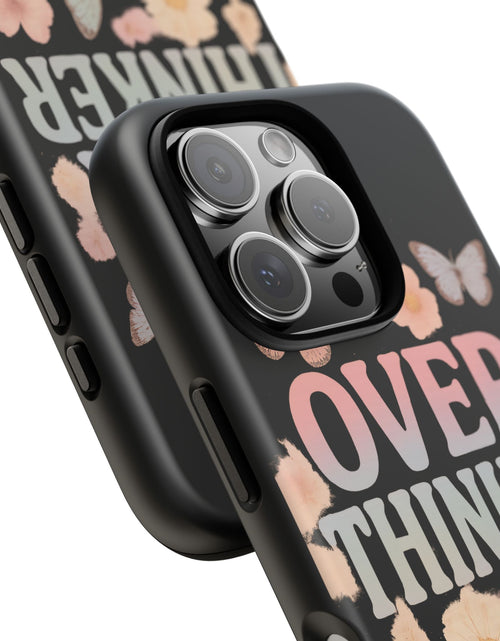 Load image into Gallery viewer, Butterfly Overthinker Phone Case, Floral iPhone Cover, Thoughtful Gift for Her, Cute Tech Accessory, Aesthetic Case for Anxiety Relief
