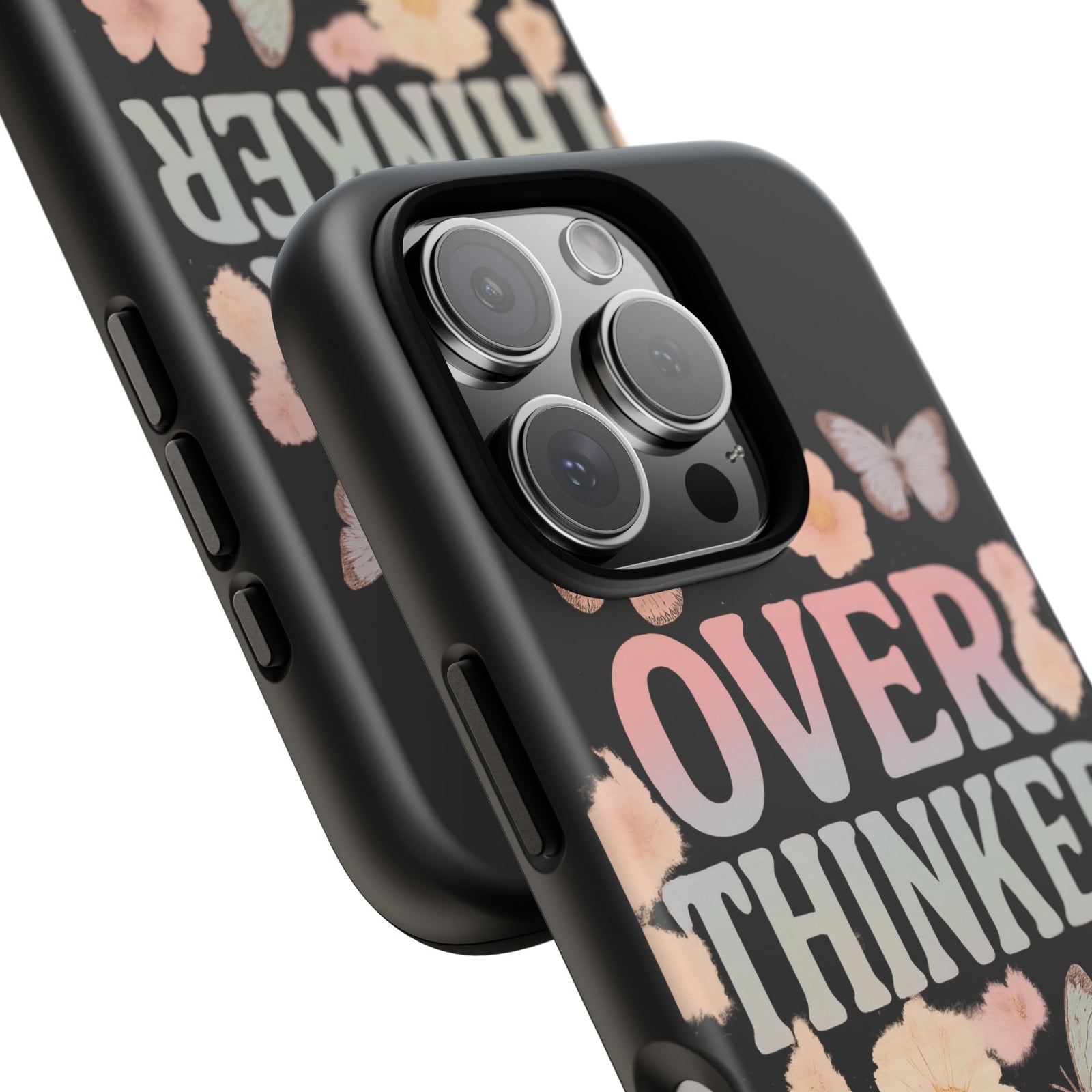 Butterfly Overthinker Phone Case, Floral iPhone Cover, Thoughtful Gift for Her, Cute Tech Accessory, Aesthetic Case for Anxiety Relief