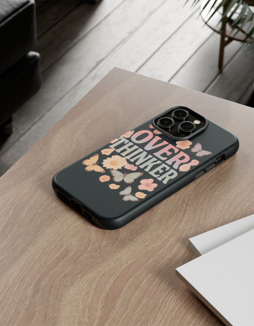 Load image into Gallery viewer, Butterfly Overthinker Phone Case, Floral iPhone Cover, Thoughtful Gift for Her, Cute Tech Accessory, Aesthetic Case for Anxiety Relief
