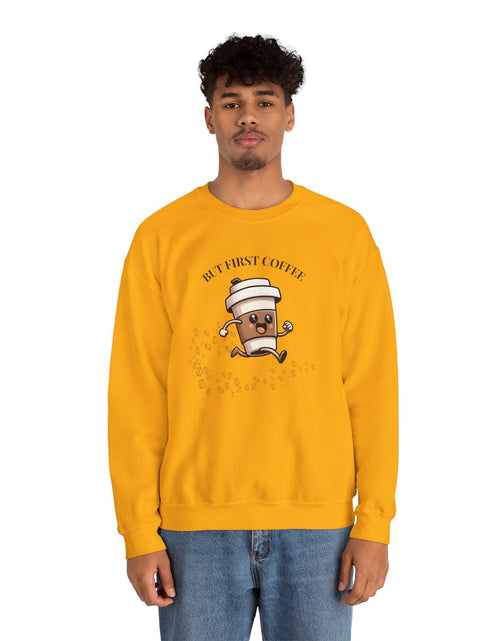 Load image into Gallery viewer, Cute Coffee Lover Sweatshirt, Unisex Crewneck, Gift for Coffee Lovers, Funny Coffee Apparel, Cozy Relaxed Fit, Casual Everyday Wear
