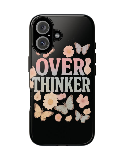 Load image into Gallery viewer, Butterfly Overthinker Phone Case, Floral iPhone Cover, Thoughtful Gift for Her, Cute Tech Accessory, Aesthetic Case for Anxiety Relief
