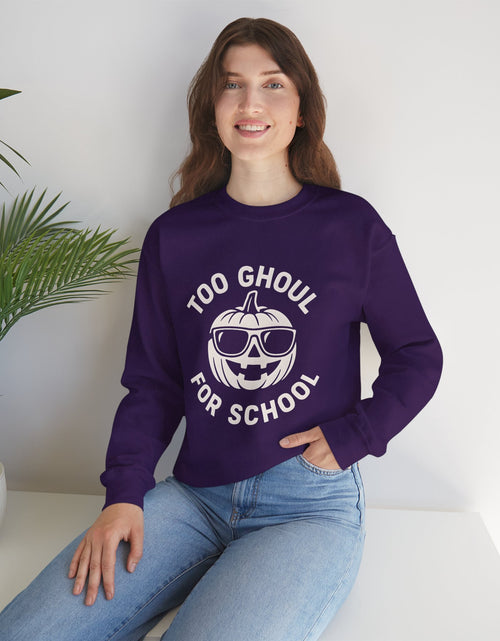 Load image into Gallery viewer, Halloween-Themed Crewneck Sweatshirt, Spooky Sweatshirt, Comfortable Fall Apparel, Gifts for Students, Unisex Halloween Clothing
