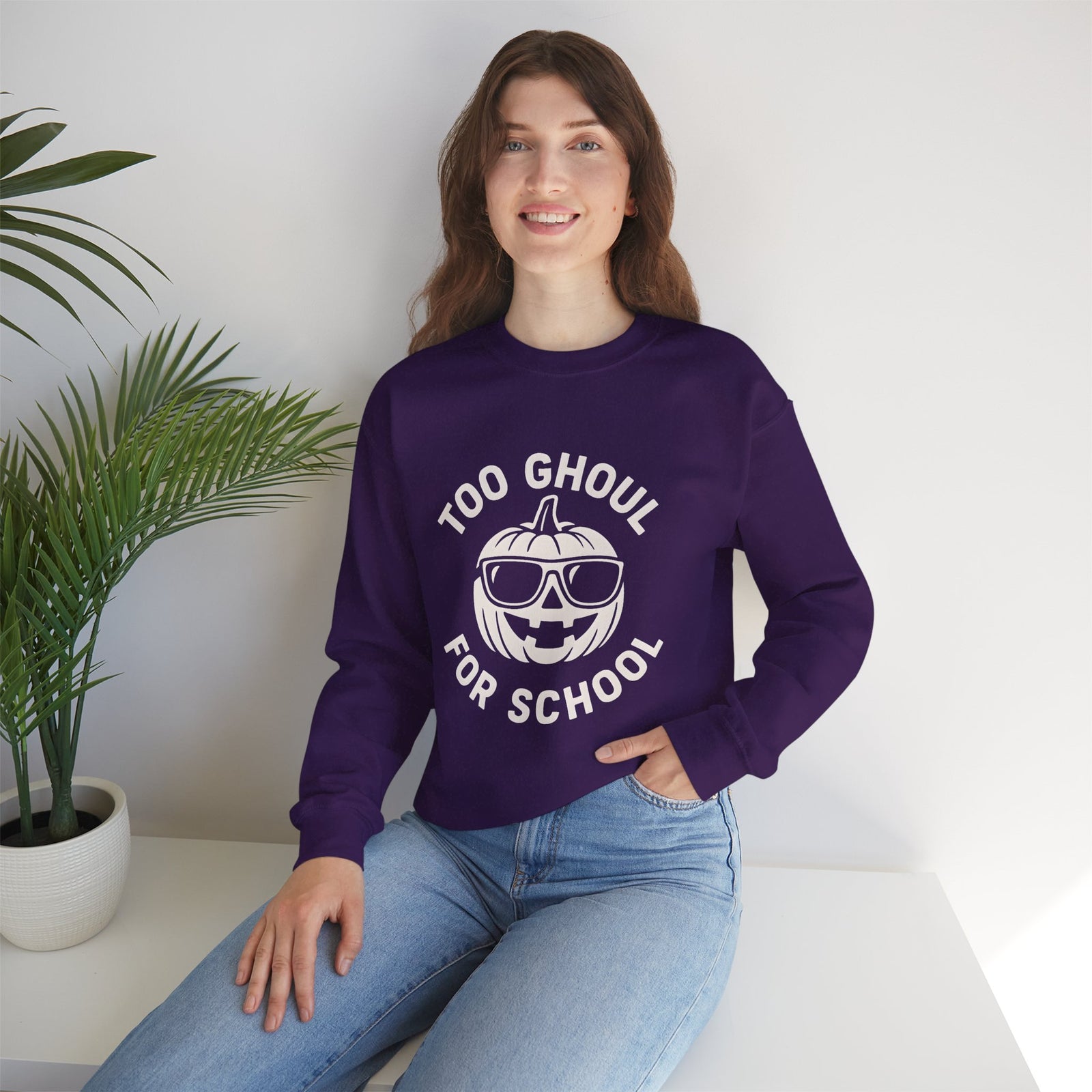 Halloween-Themed Crewneck Sweatshirt, Spooky Sweatshirt, Comfortable Fall Apparel, Gifts for Students, Unisex Halloween Clothing