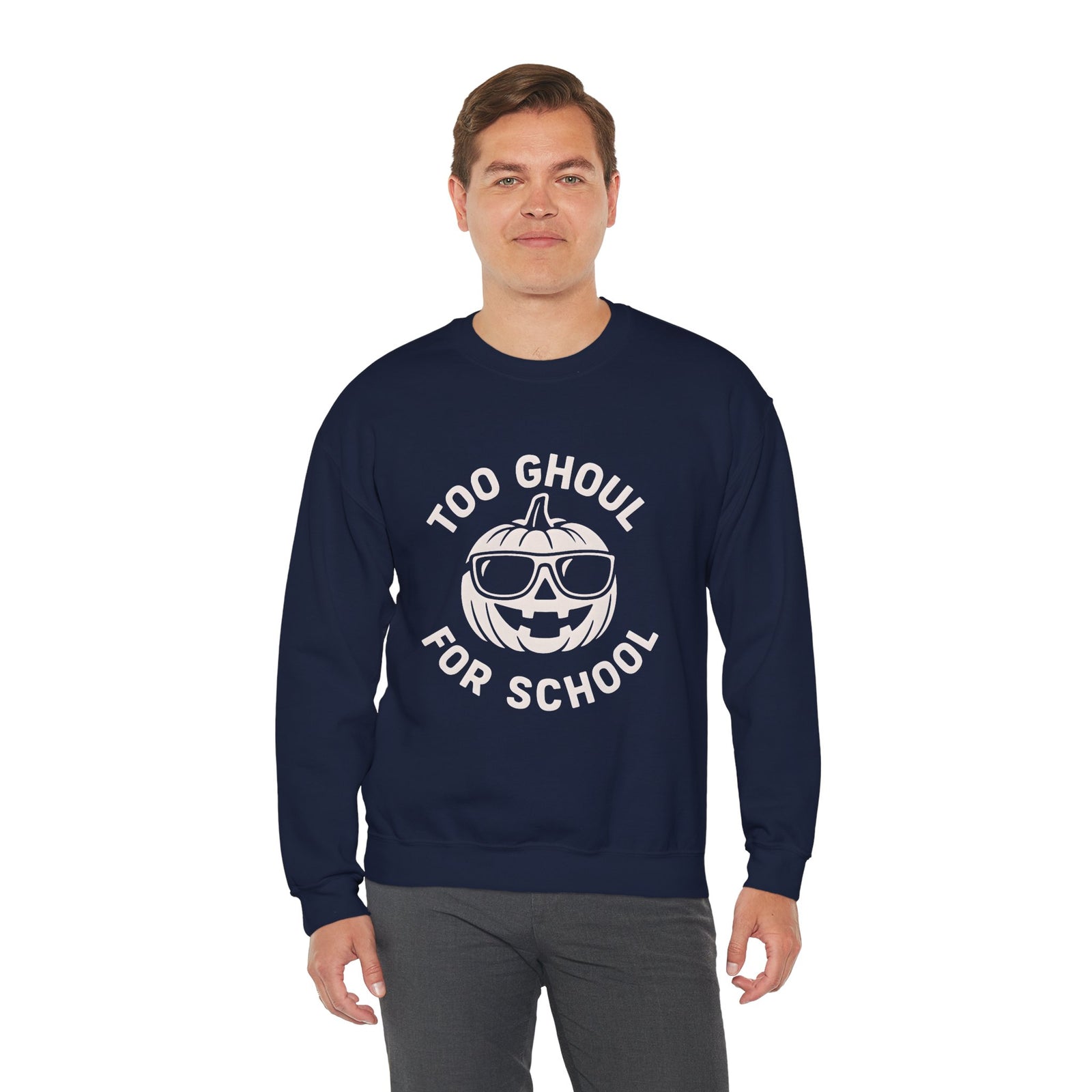 Halloween-Themed Crewneck Sweatshirt, Spooky Sweatshirt, Comfortable Fall Apparel, Gifts for Students, Unisex Halloween Clothing
