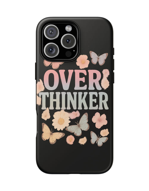 Load image into Gallery viewer, Butterfly Overthinker Phone Case, Floral iPhone Cover, Thoughtful Gift for Her, Cute Tech Accessory, Aesthetic Case for Anxiety Relief
