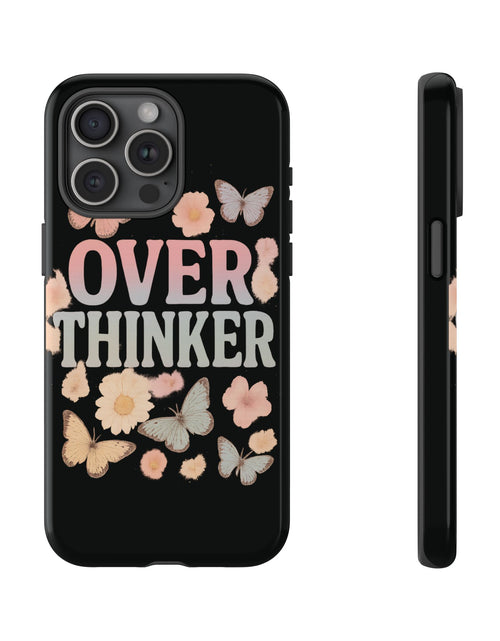 Load image into Gallery viewer, Butterfly Overthinker Phone Case, Floral iPhone Cover, Thoughtful Gift for Her, Cute Tech Accessory, Aesthetic Case for Anxiety Relief
