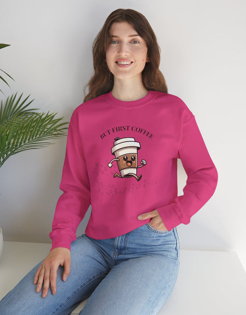 Load image into Gallery viewer, Cute Coffee Lover Sweatshirt, Unisex Crewneck, Gift for Coffee Lovers, Funny Coffee Apparel, Cozy Relaxed Fit, Casual Everyday Wear

