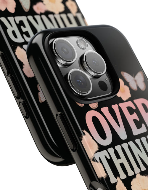 Load image into Gallery viewer, Butterfly Overthinker Phone Case, Floral iPhone Cover, Thoughtful Gift for Her, Cute Tech Accessory, Aesthetic Case for Anxiety Relief
