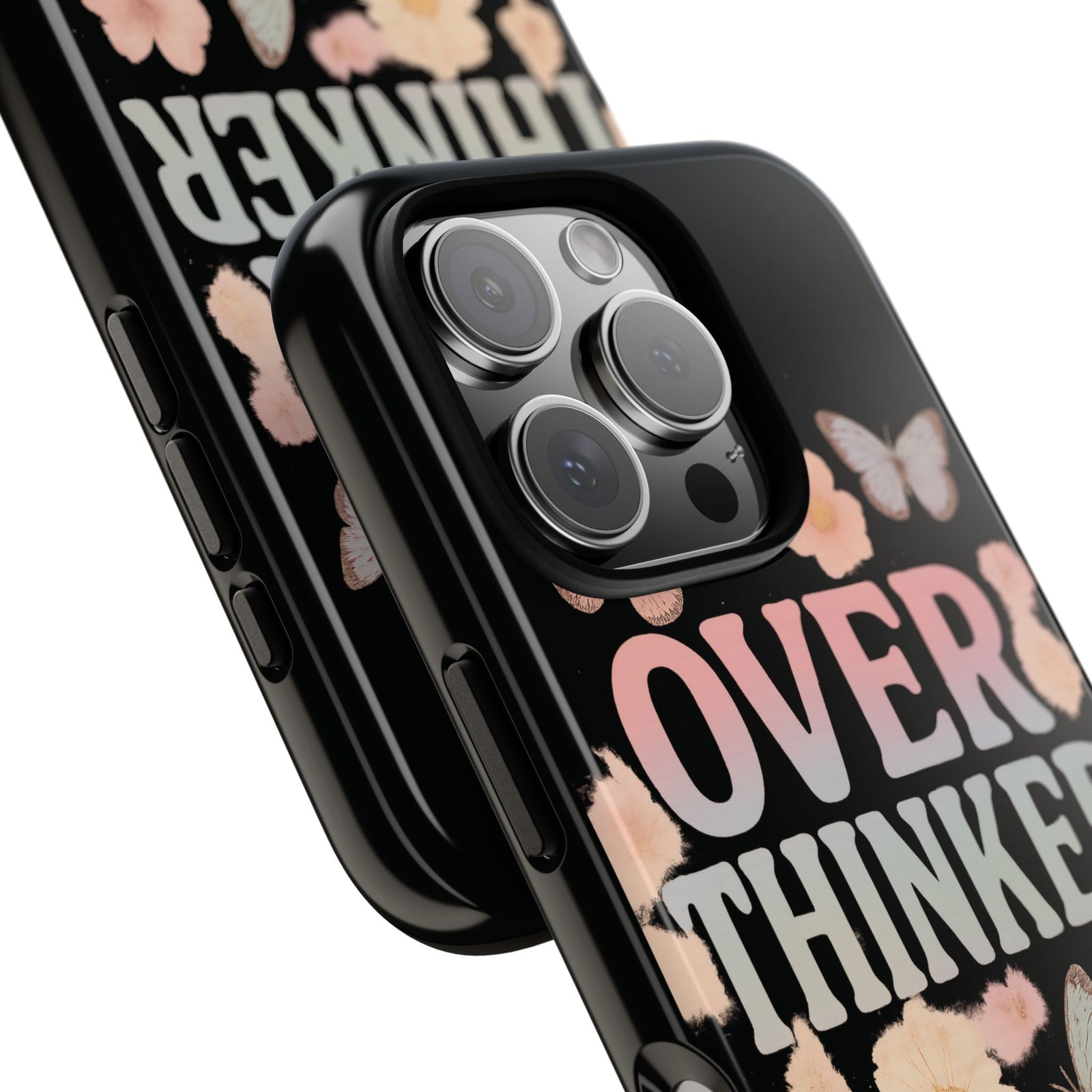 Butterfly Overthinker Phone Case, Floral iPhone Cover, Thoughtful Gift for Her, Cute Tech Accessory, Aesthetic Case for Anxiety Relief