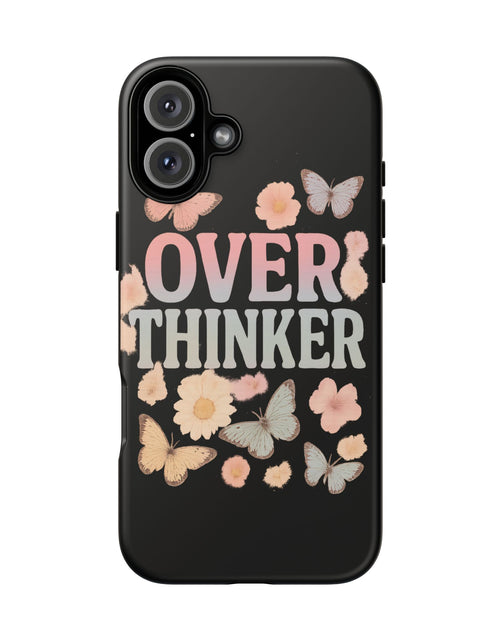 Load image into Gallery viewer, Butterfly Overthinker Phone Case, Floral iPhone Cover, Thoughtful Gift for Her, Cute Tech Accessory, Aesthetic Case for Anxiety Relief
