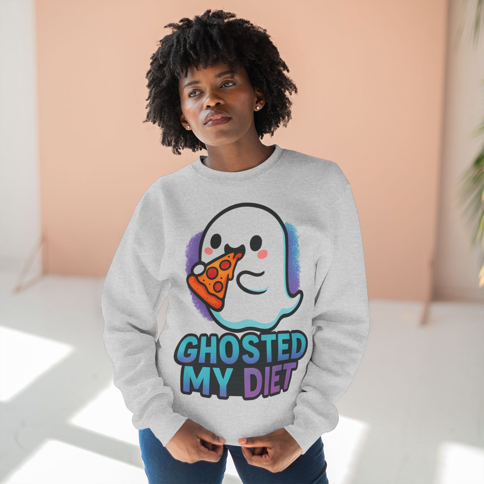 Ghosted My Diet Sweatshirt, Fun Unisex Crewneck, Quirky Gift for Food Lovers, Casual Wear for Everyday, Perfect for Halloween, Cozy Lounge