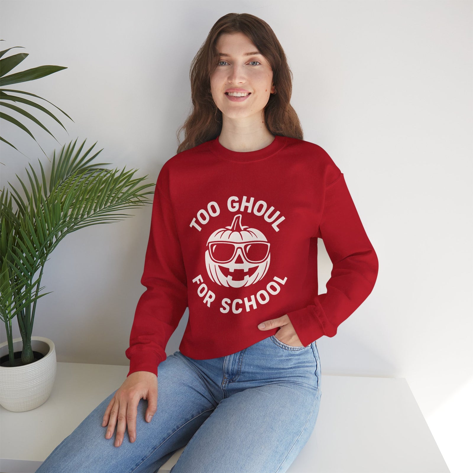 Halloween-Themed Crewneck Sweatshirt, Spooky Sweatshirt, Comfortable Fall Apparel, Gifts for Students, Unisex Halloween Clothing
