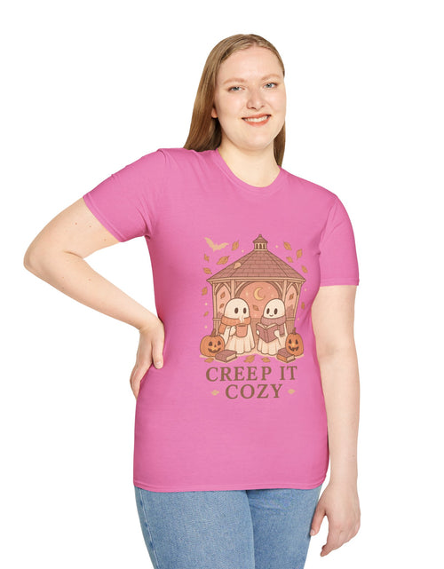Load image into Gallery viewer, Cozy Creep It Unisex T-Shirt, Perfect for Halloween, Casual Fall Fashion, Gift for Friends, Pumpkin Lovers, Autumn Vibes
